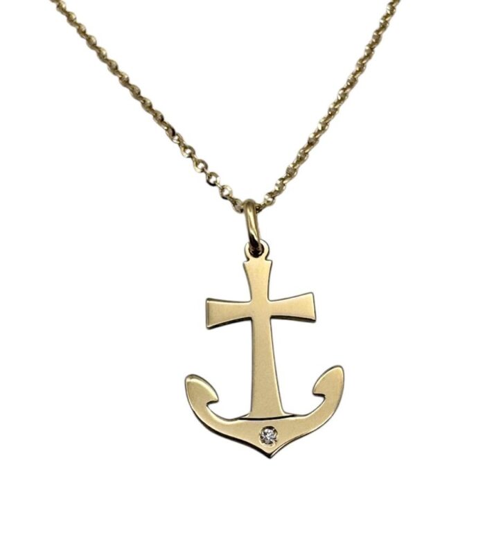 Collana Ancora con Brillantino